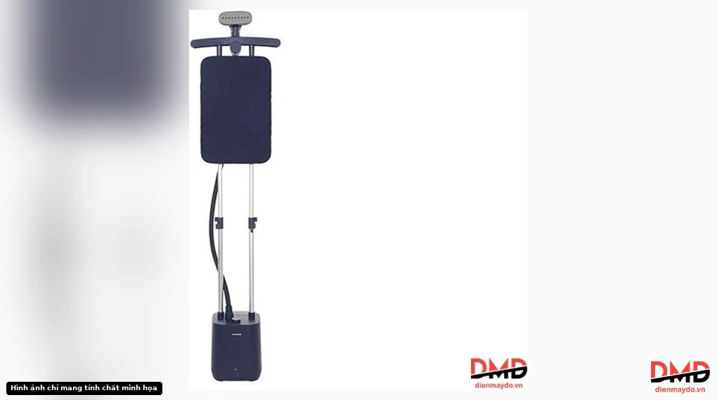 Front view of Panasonic NI-GWG085ARA garment steamer showing base, poles, board, and steam head