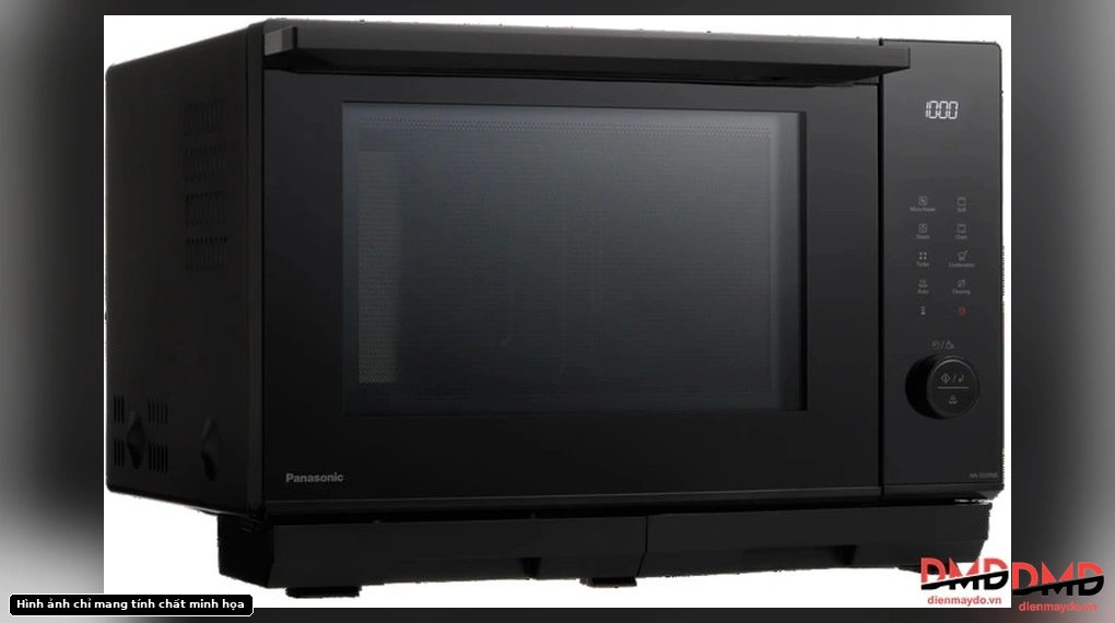 Angled front view of Panasonic NN-DS59NBYUE microwave oven showing side vents