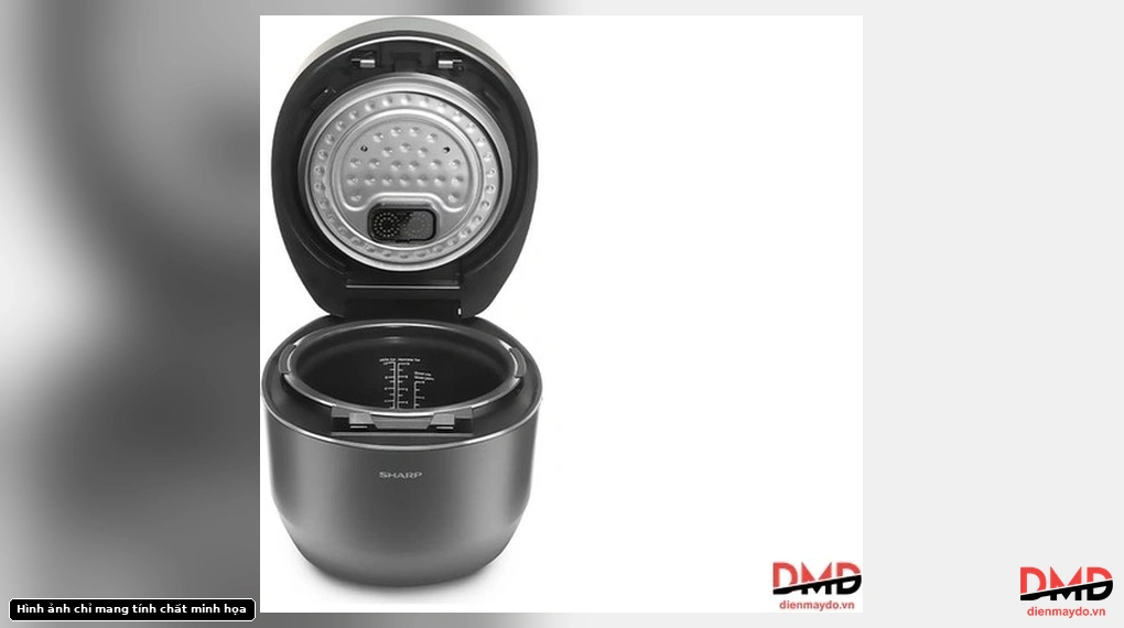 Nồi cơm điện cao tần áp suất Sharp KS-XW181V-S 1,8 lít with the lid open showing the inner pot
