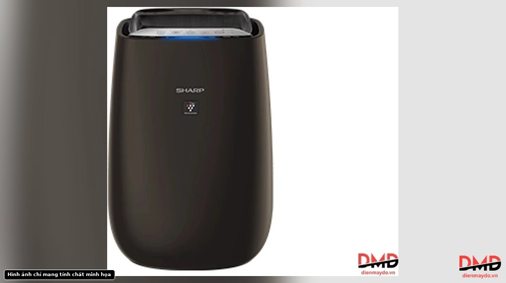 Front view of the black Sharp FP-J50V-H air purifier