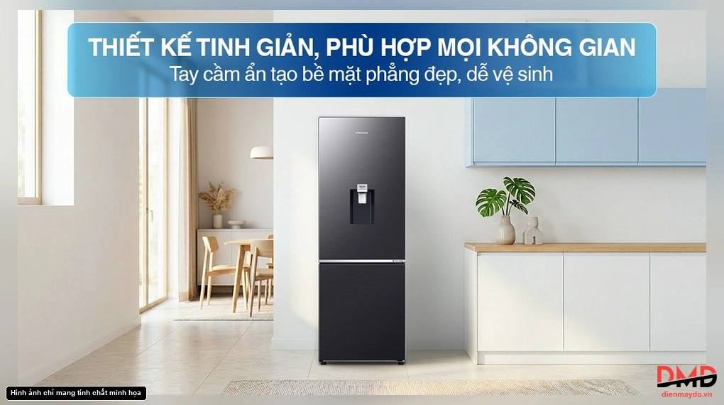 Tủ lạnh ngăn đá dưới với tay cầm ẩn và mặt tủ phẳng