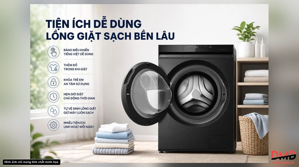 Máy giặt cửa trước mở cửa và các tiện ích chăm sóc lồng giặt
