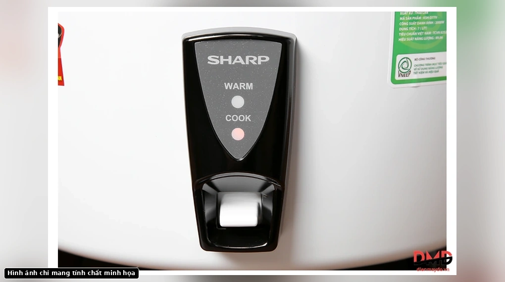 Cần gạt nấu và đèn báo trên nồi cơm điện Sharp KSH-D77V