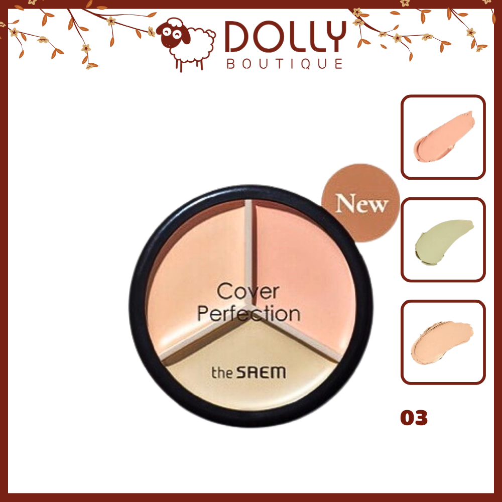 Bảng Triệt Sắc 3 ô The Saem Cover Perfection Triple Pot Concealer - 03 Correct up Beige 4.5g