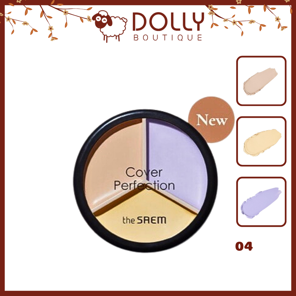 Bảng Triệt Sắc 3 ô The Saem Cover Perfection Triple Pot Concealer - 04 Tone Up Beige 4.5g