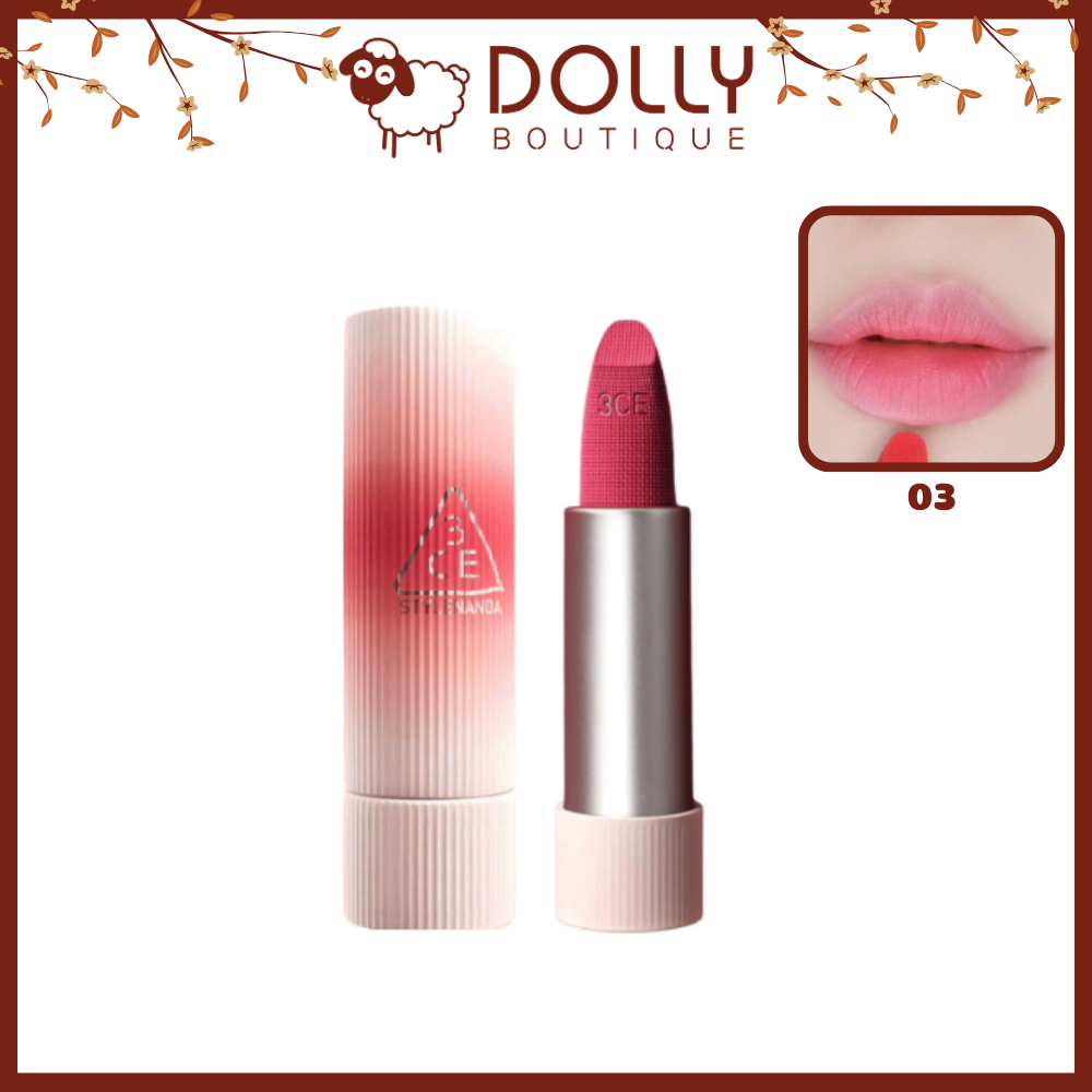 Son Thỏi Lì 3CE Cashmere Hug Lipstick 3.5g 03 Your Side - Hồng Dâu