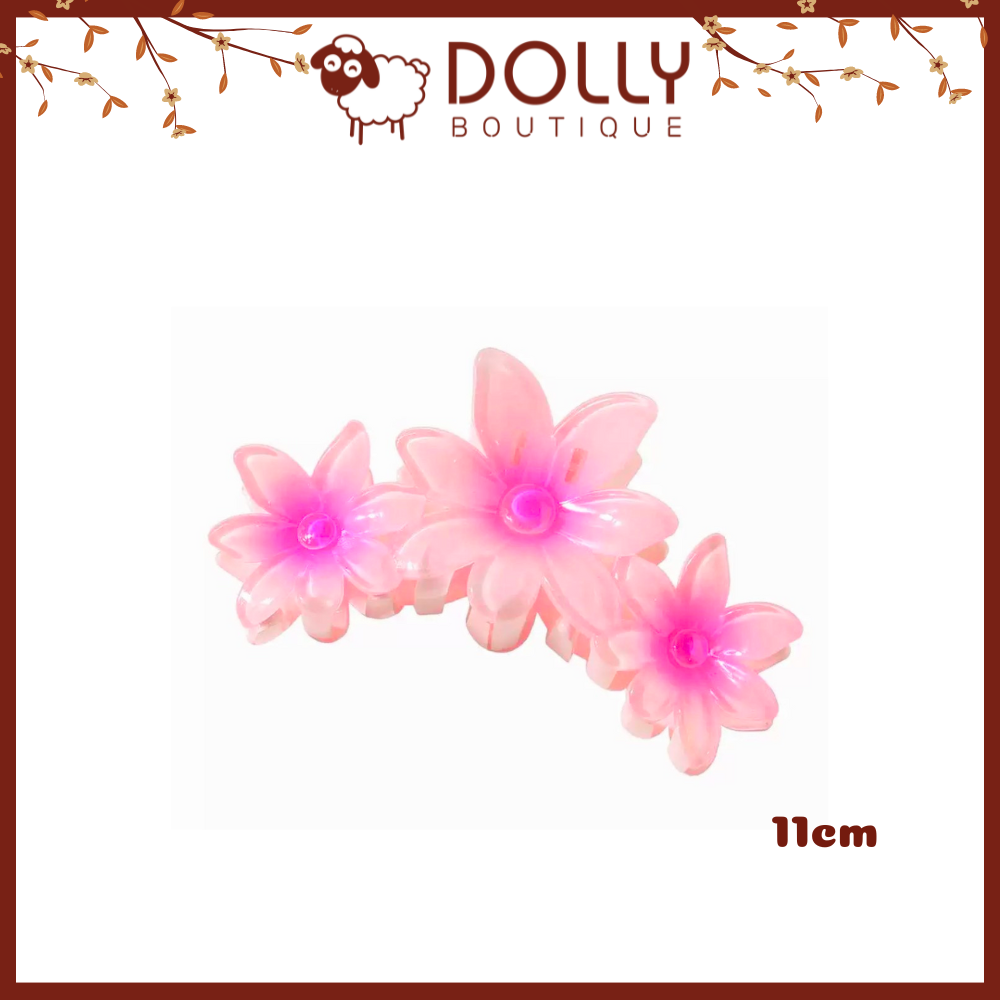 Kẹp Càng Cua Hoa Sứ 3 Bông - Màu Hồng- 11cm