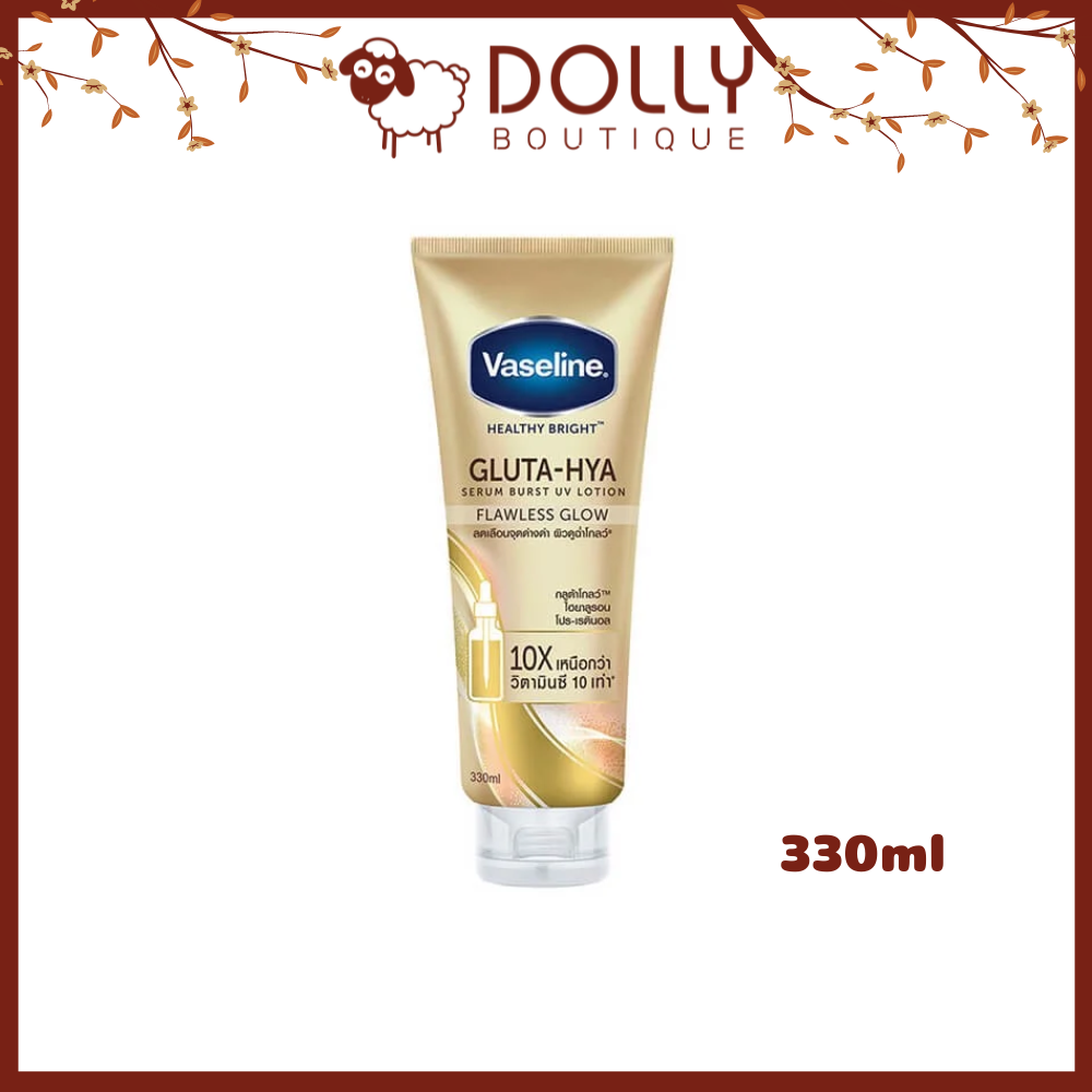 Sữa Dưỡng Thể Trắng Sáng Đều Màu Da Chống Nắng Ban Ngày Vaseline Gluta-Hya Serum Burst UV Lotion Flawless Bright - 330ml