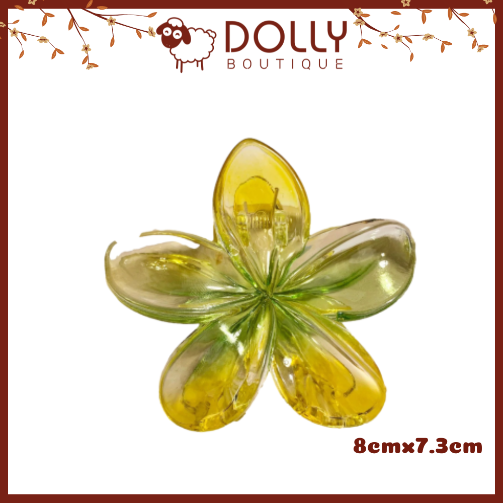 Kẹp Hoa Sứ Mùa Hè Trong Suốt Ombre - Vàng Xanh Lá- Có Sẵn Tại Quy Nhơn