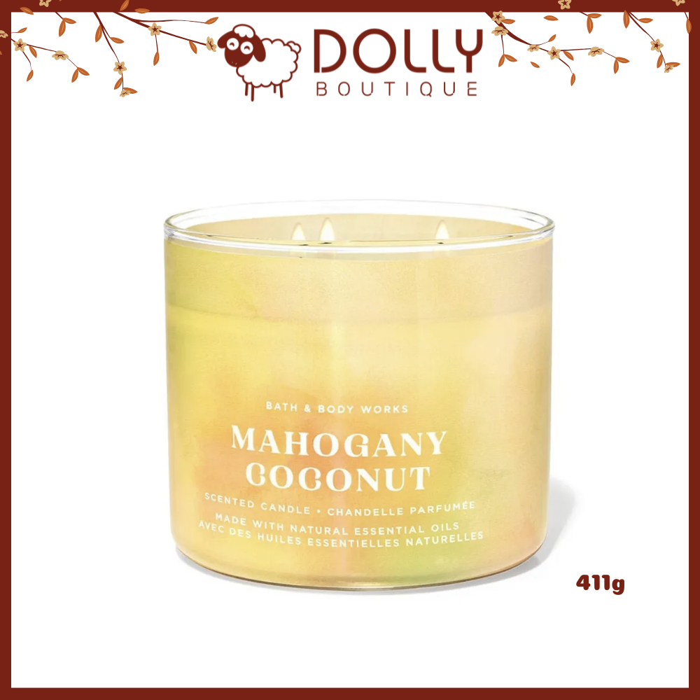 Nến Thơm 3 Bấc Bath & Body Works Mahogany Coconut 3-Wick Candle 411g