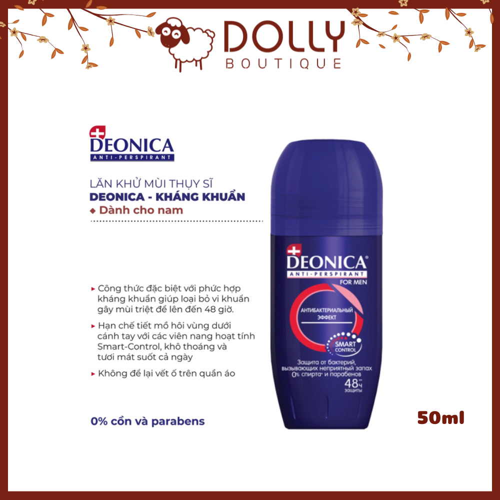 Lăn Khử Mùi Nam Deonica Smart Control 50ml - Kháng Khuẩn