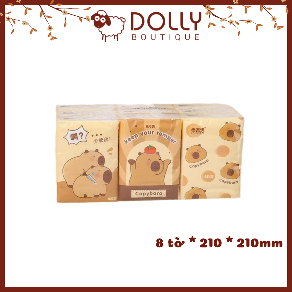 Khăn Giấy Khô Hoạt Hình - Capybara - Tách set