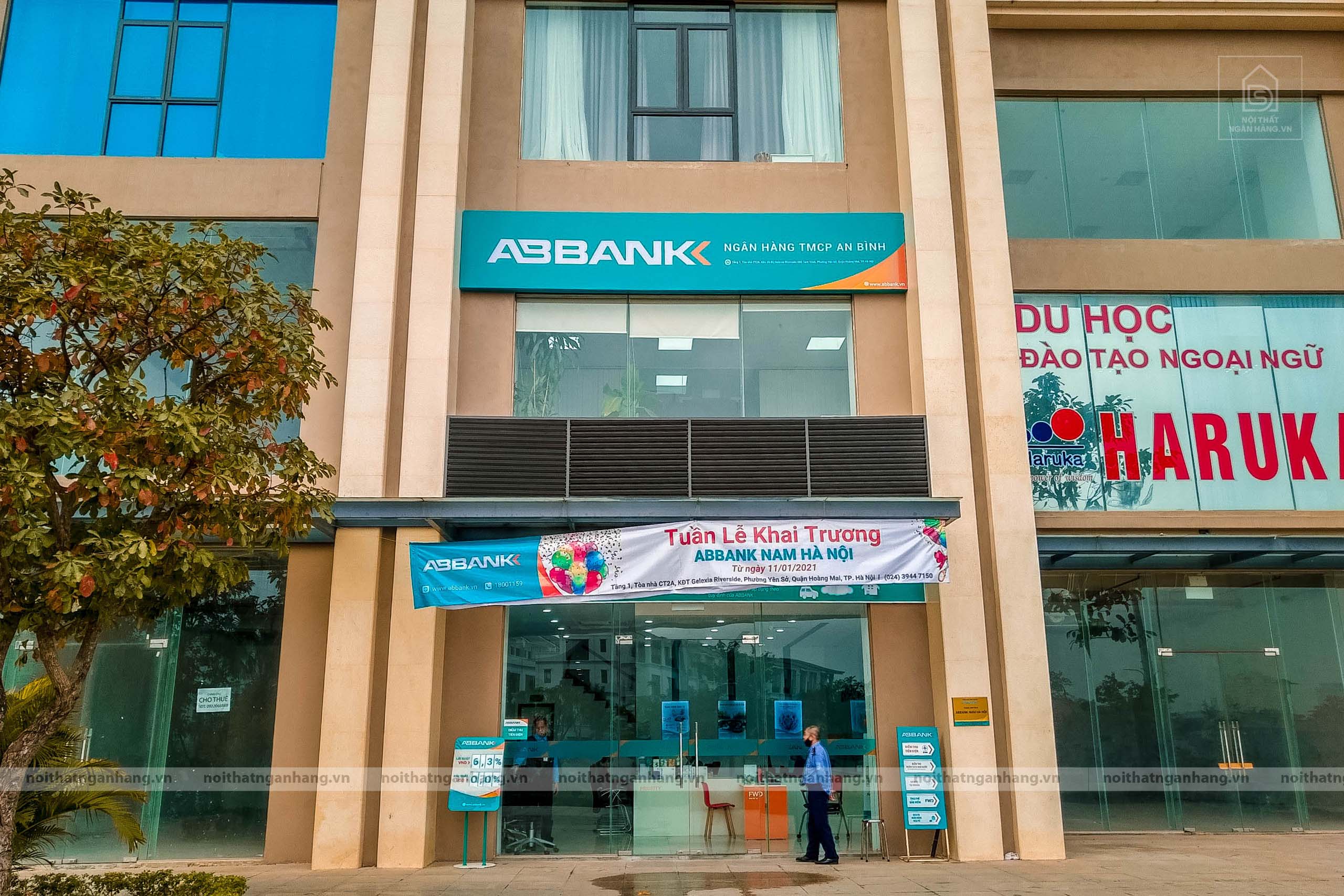 Biển bảng quảng cáo theo tiêu chuẩn vật liệu 3M phòng giao dịch Abbank Nam Hà Nội