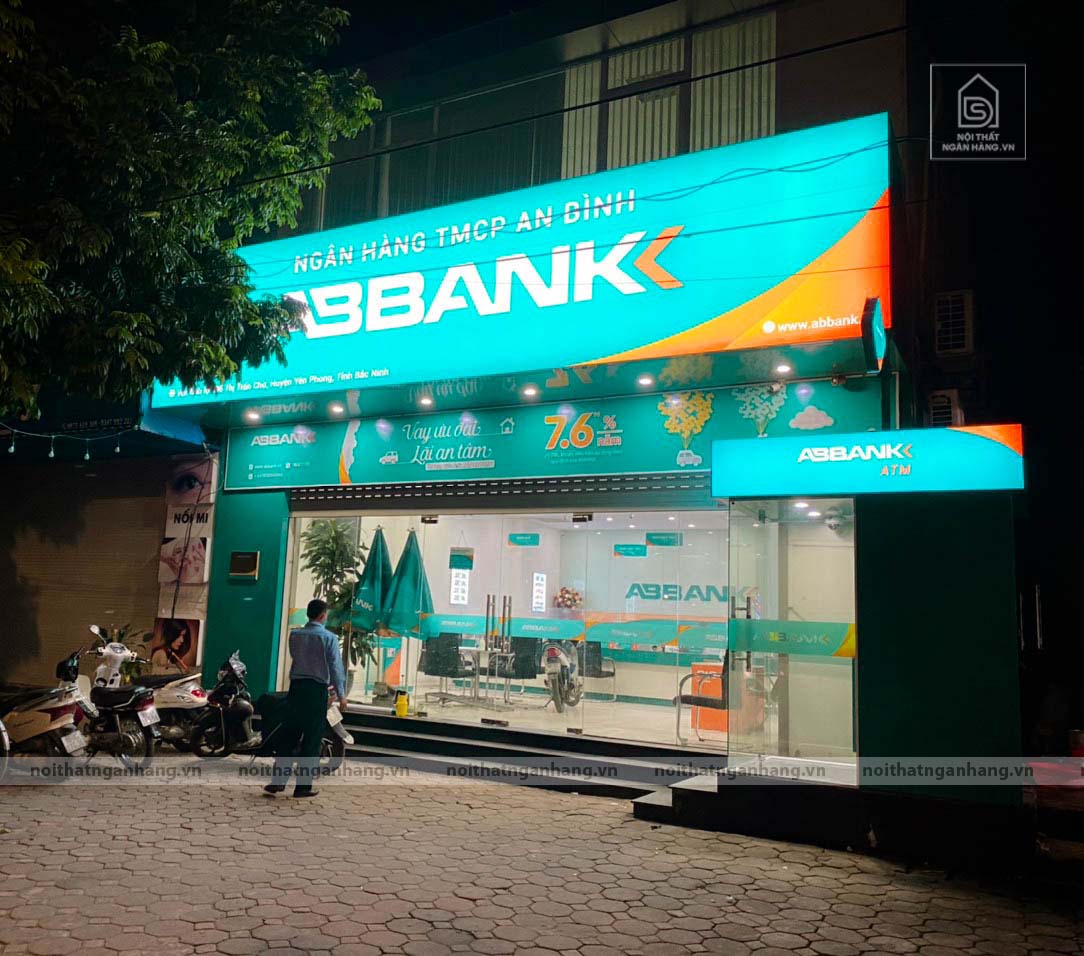 Biển bảng quảng cáo theo tiêu chuẩn vật liệu 3M phòng giao dịch Abbank Yên Phong