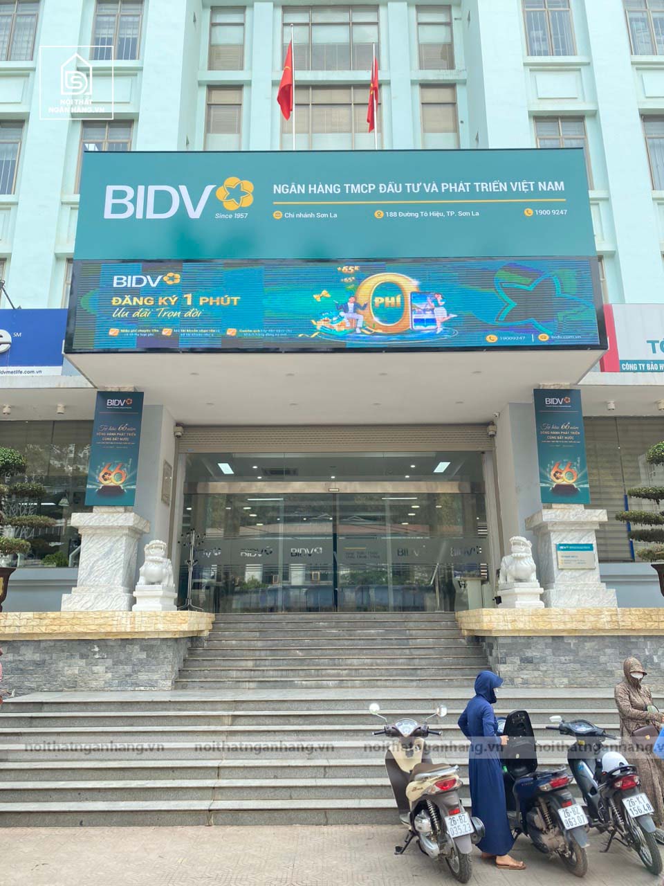 Biển bảng quảng cáo nhận diện thương hiệu theo tiêu chuẩn vật liệu 3M Chi nhánh BIDV Sơn La