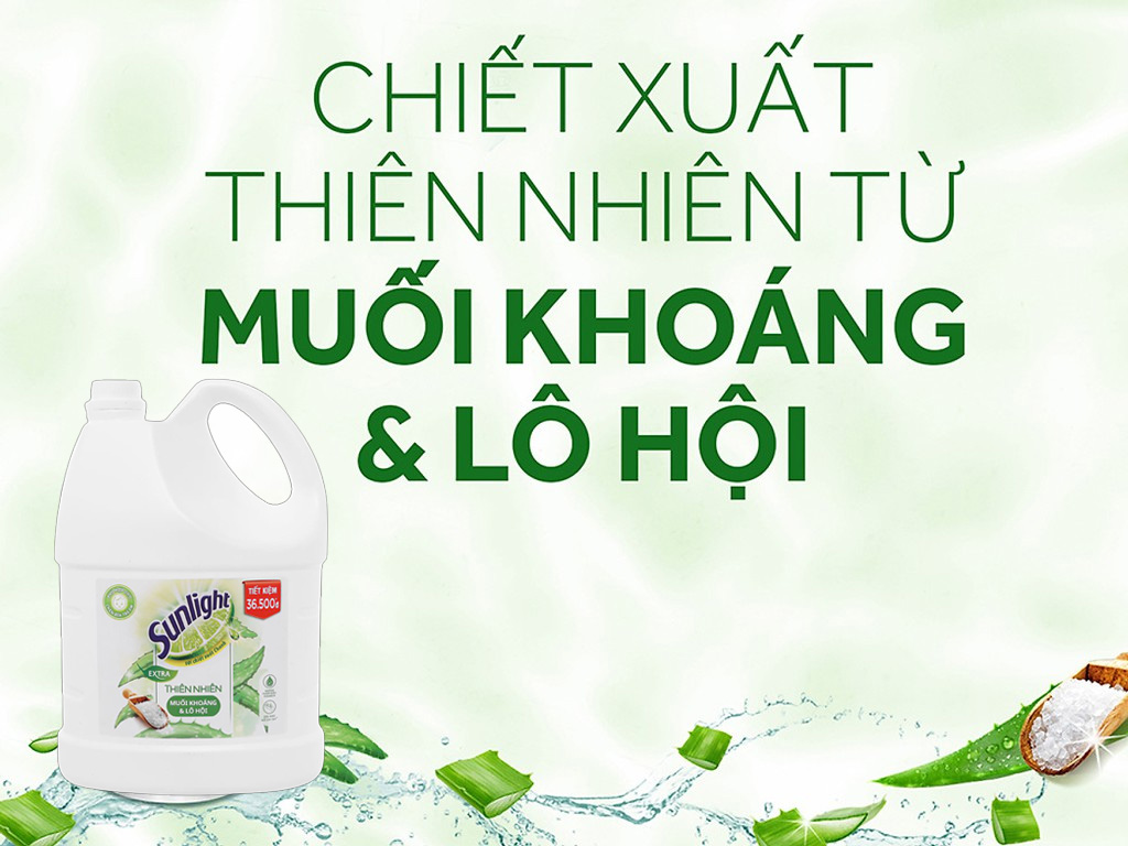 Nước rửa chén Sunlight Extra thiên nhiên muối khoáng và lô hội can lít sieuthikimvu Nước rửa chén Sunlight Extra thiên nhiên muối khoáng và lô hội can lít sieuthikimvu