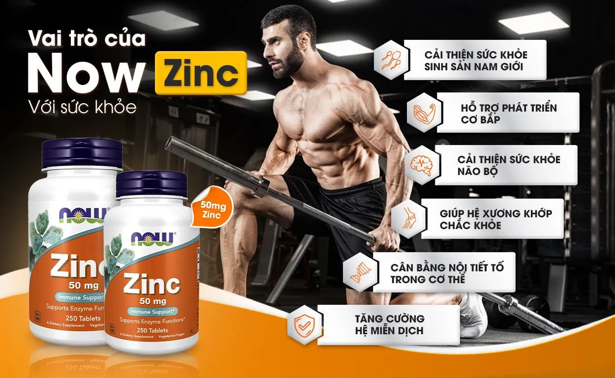 NOW Zinc 50mg (100 Viên) - Phuc Tran