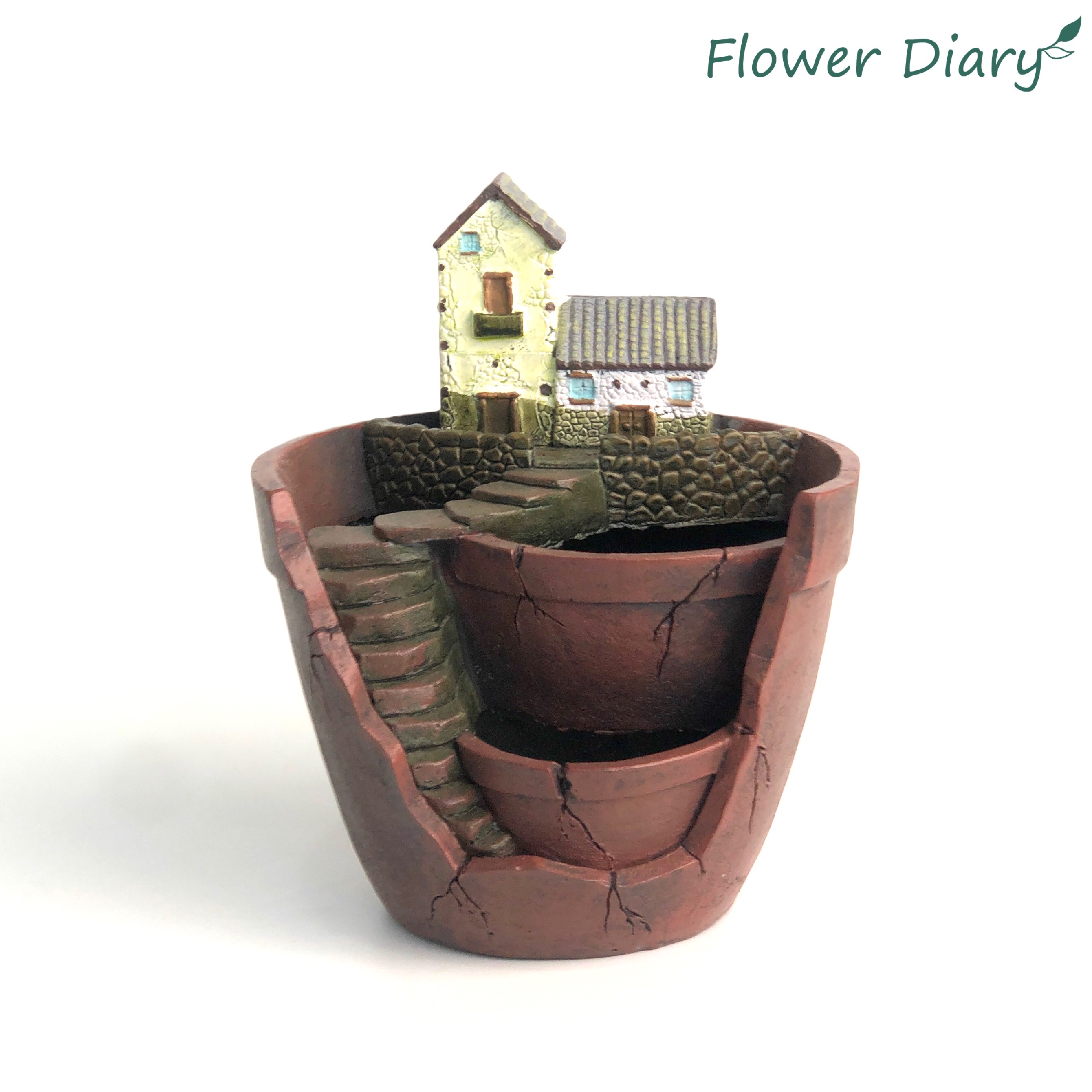 Chậu trồng tiểu cảnh hình lâu đài