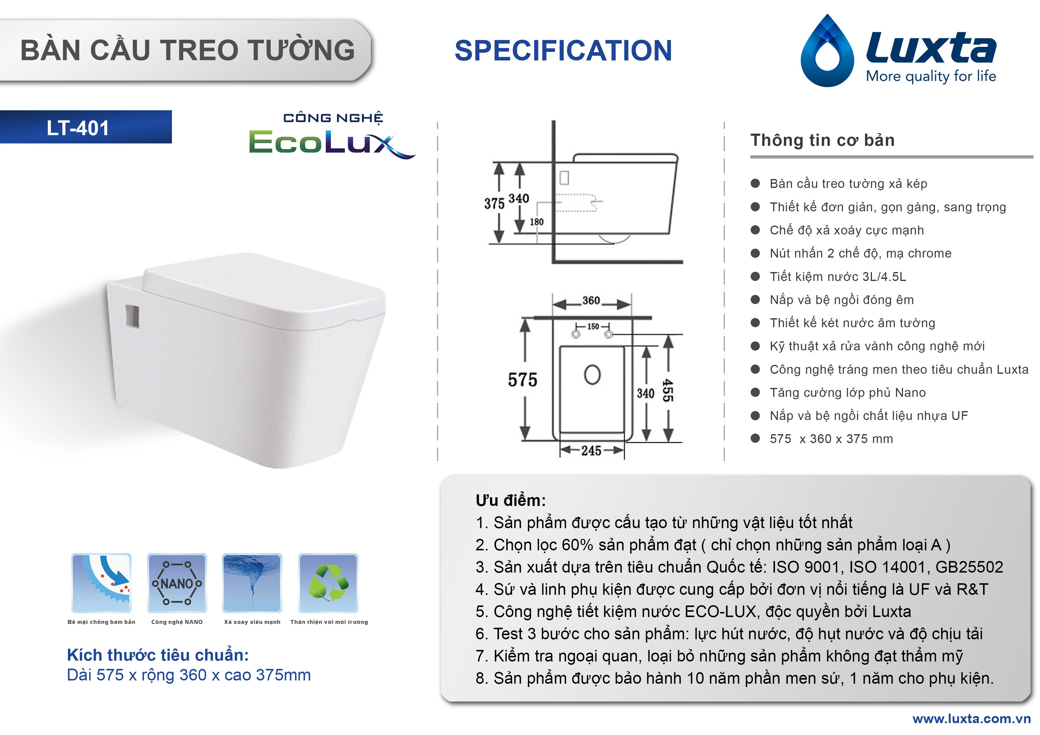 Các thiết bị vệ sinh Luxta luôn phù hợp với mọi không gian, tạo sự thẩm mỹ, sang trọng