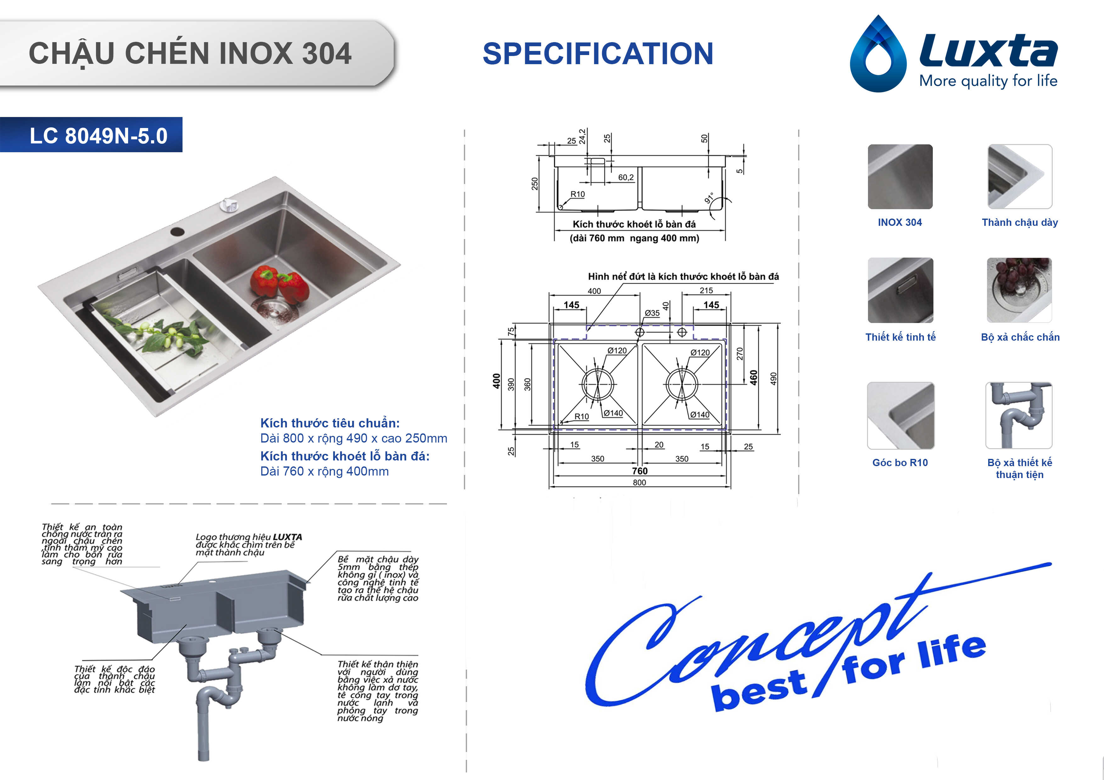 Chậu Chén Inox 304 thương hiệu Luxta – Tạo ra không gian bếp tối ưu ch ...