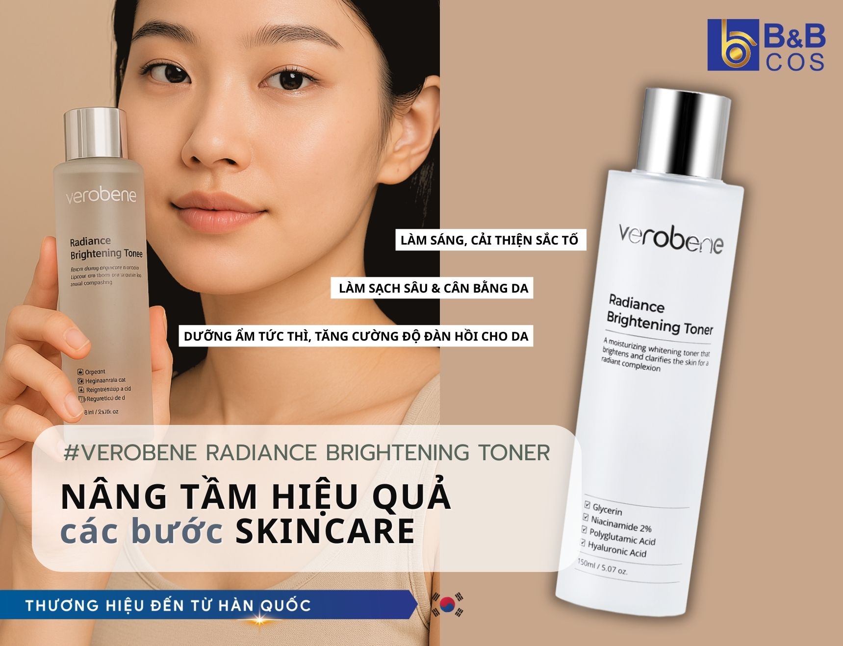 VEROBENE RADIANCE BRIGHTENING TONER BƯỚC ĐỆM HOÀN HẢO CHO LÀN DA SÁNG MỊN – CĂNG BÓNG