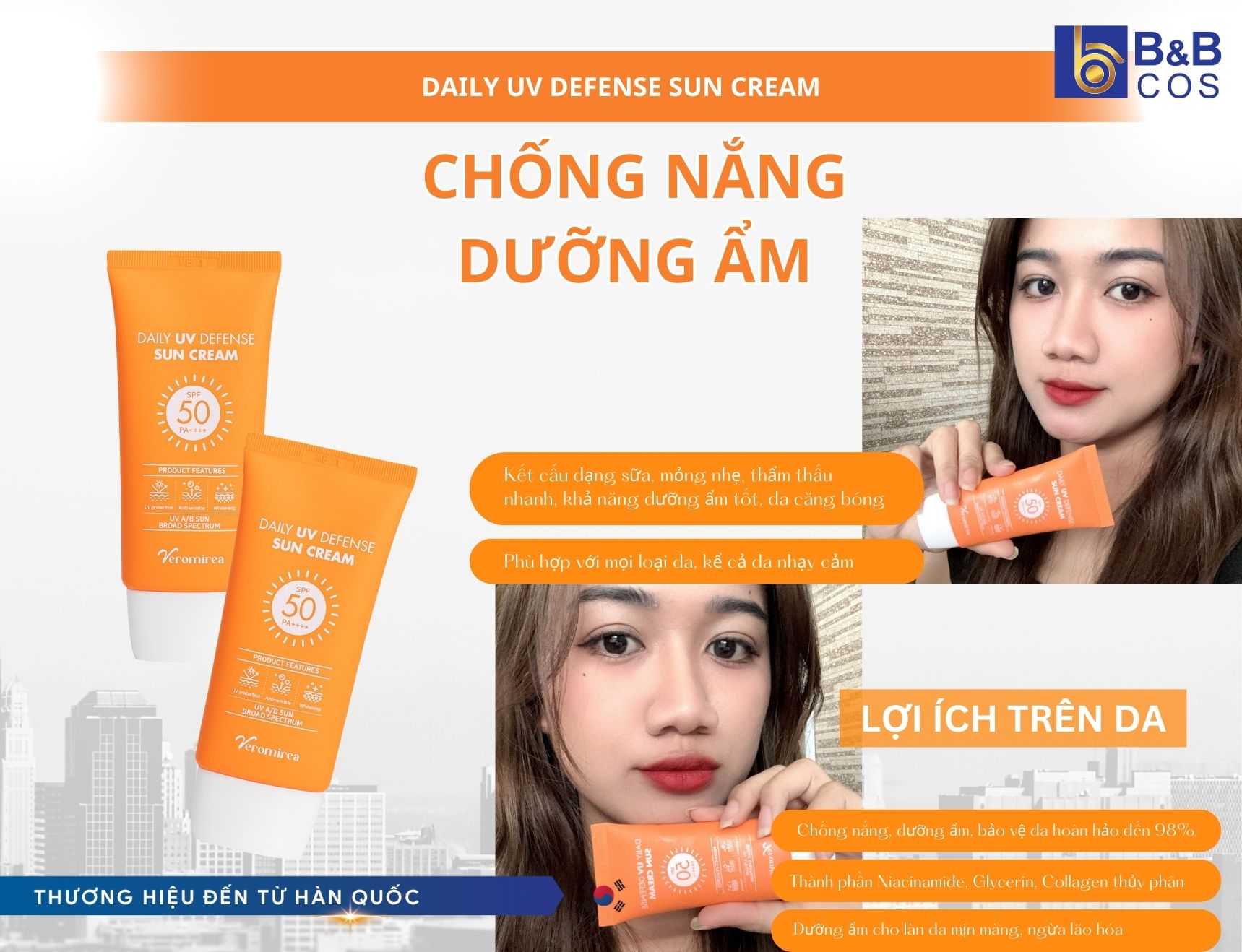 DA SÁNG KHỎE, TỰ TIN TỎA SÁNG CÙNG DAILY UV DEFENSE SUN CREAM!