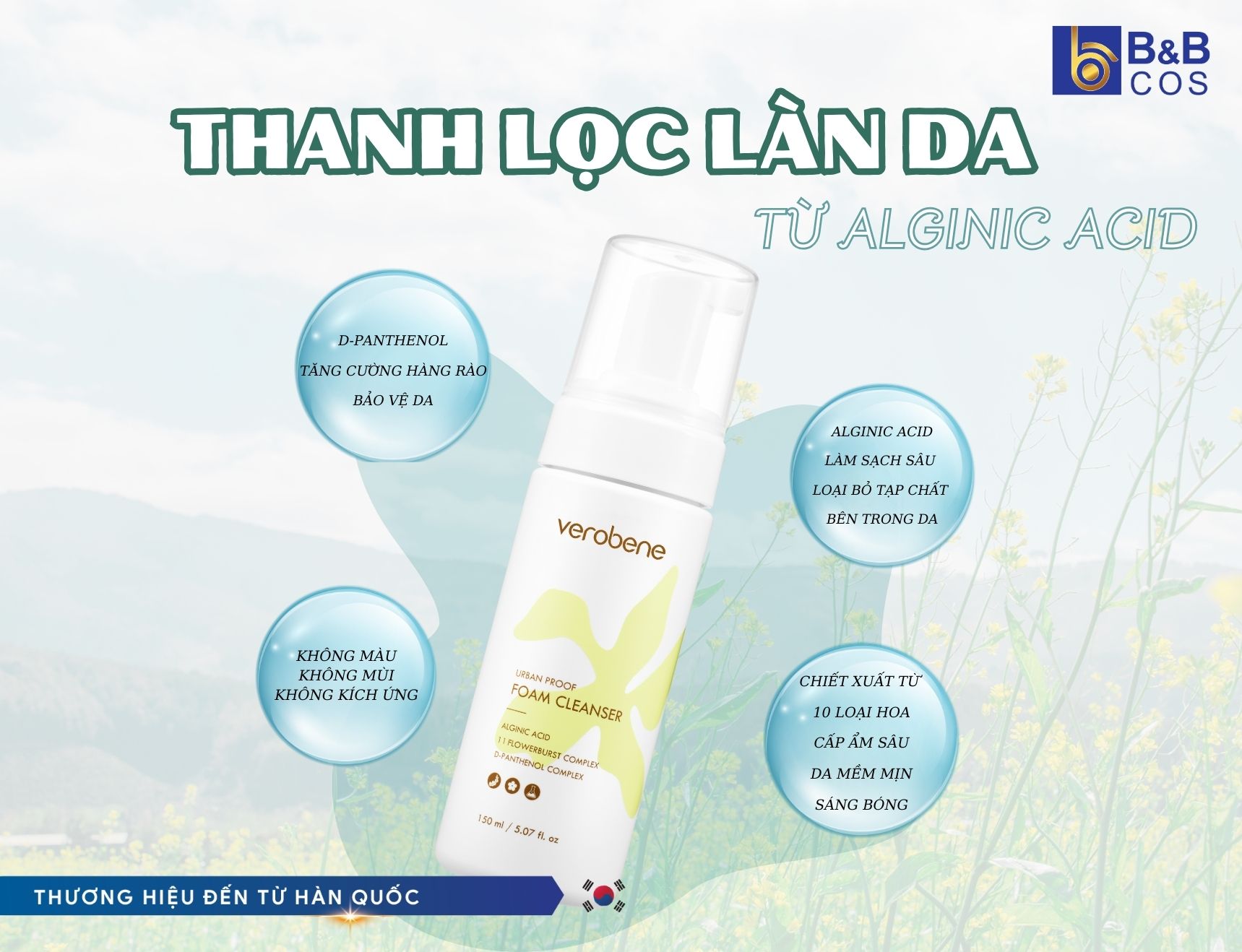 Sữa Rửa Mặt Verobene Urban Proof Foam Cleanser – Thanh Lọc Làn Da Từ Alginic Acid