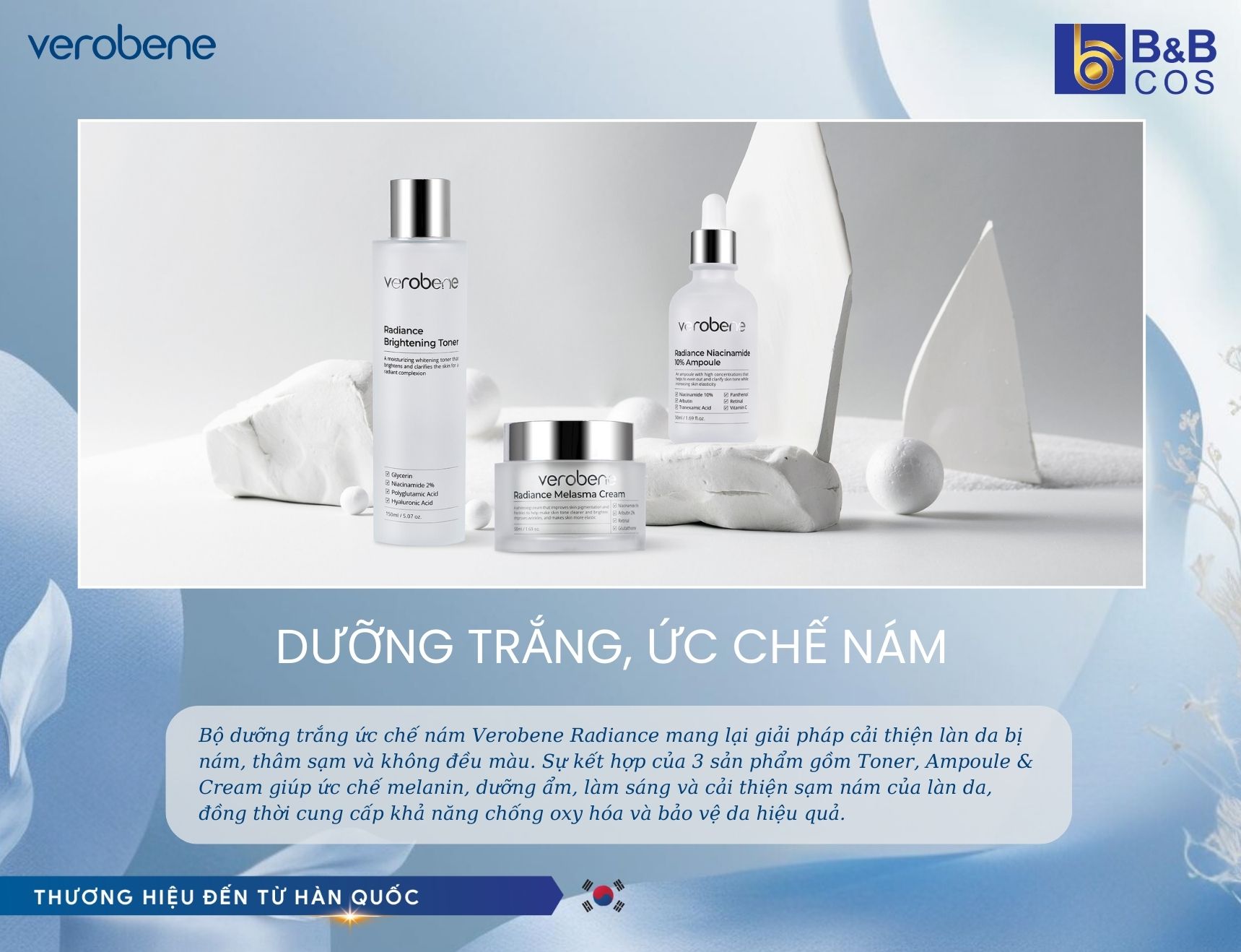Bộ Dưỡng Trắng, Ức Chế Nám Verobene Radiance – Giải Pháp Cải Thiện Da Từ Hàn Quốc