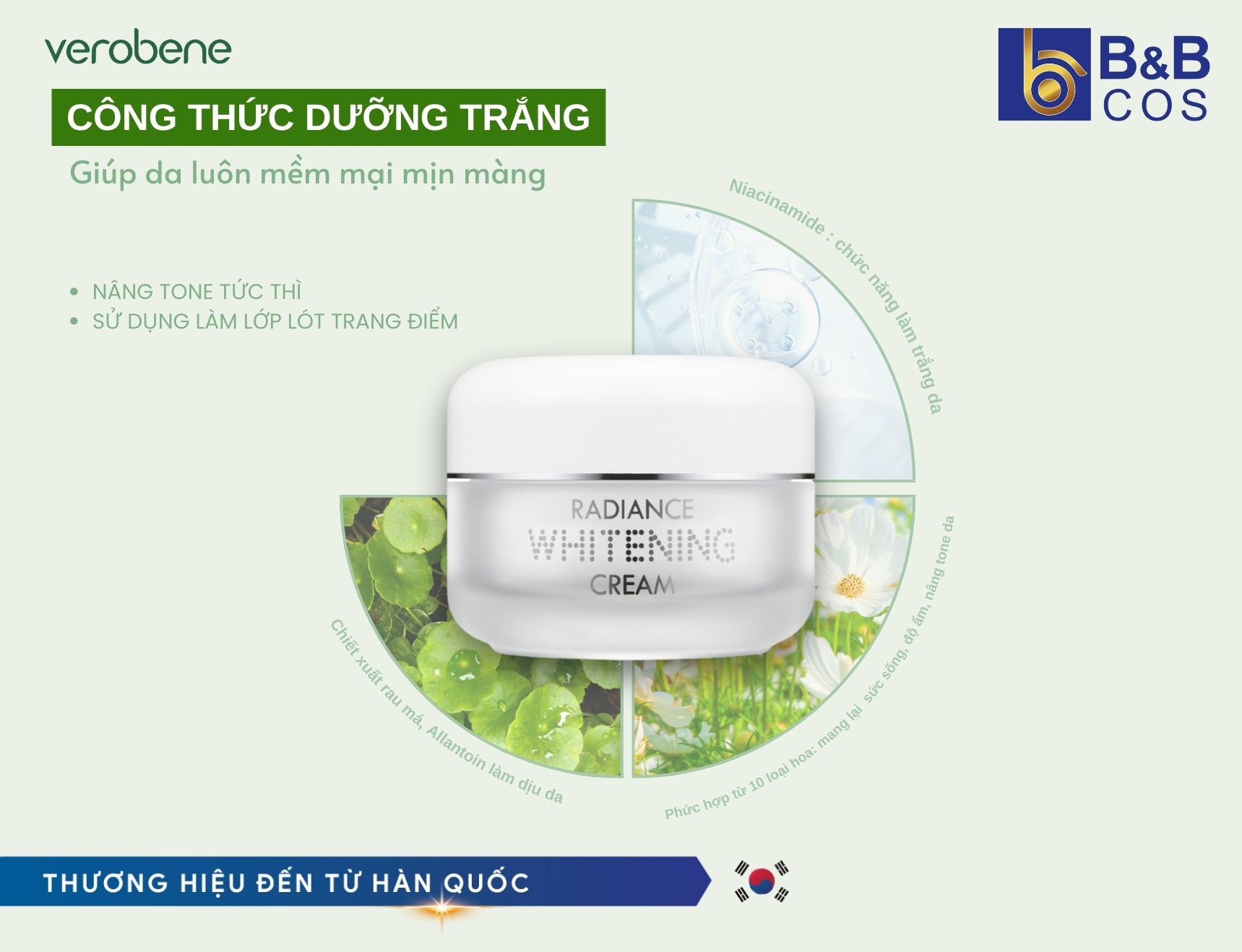 Verobene Radiance Whitening Cream – Bí quyết cho làn da trắng sáng, mịn màng