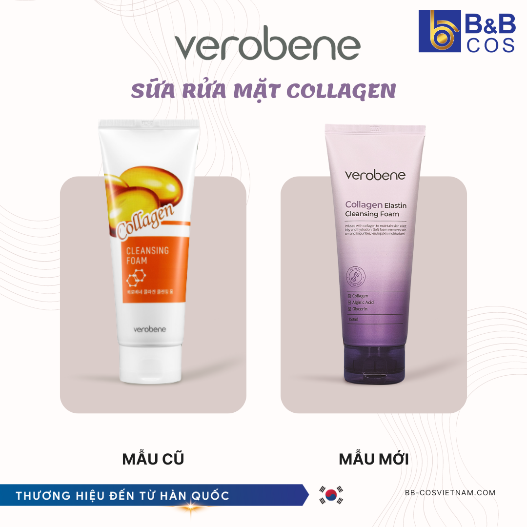 Sữa rửa mặt Collagen Verobene - Hàn Quốc (Mẫu Mới)