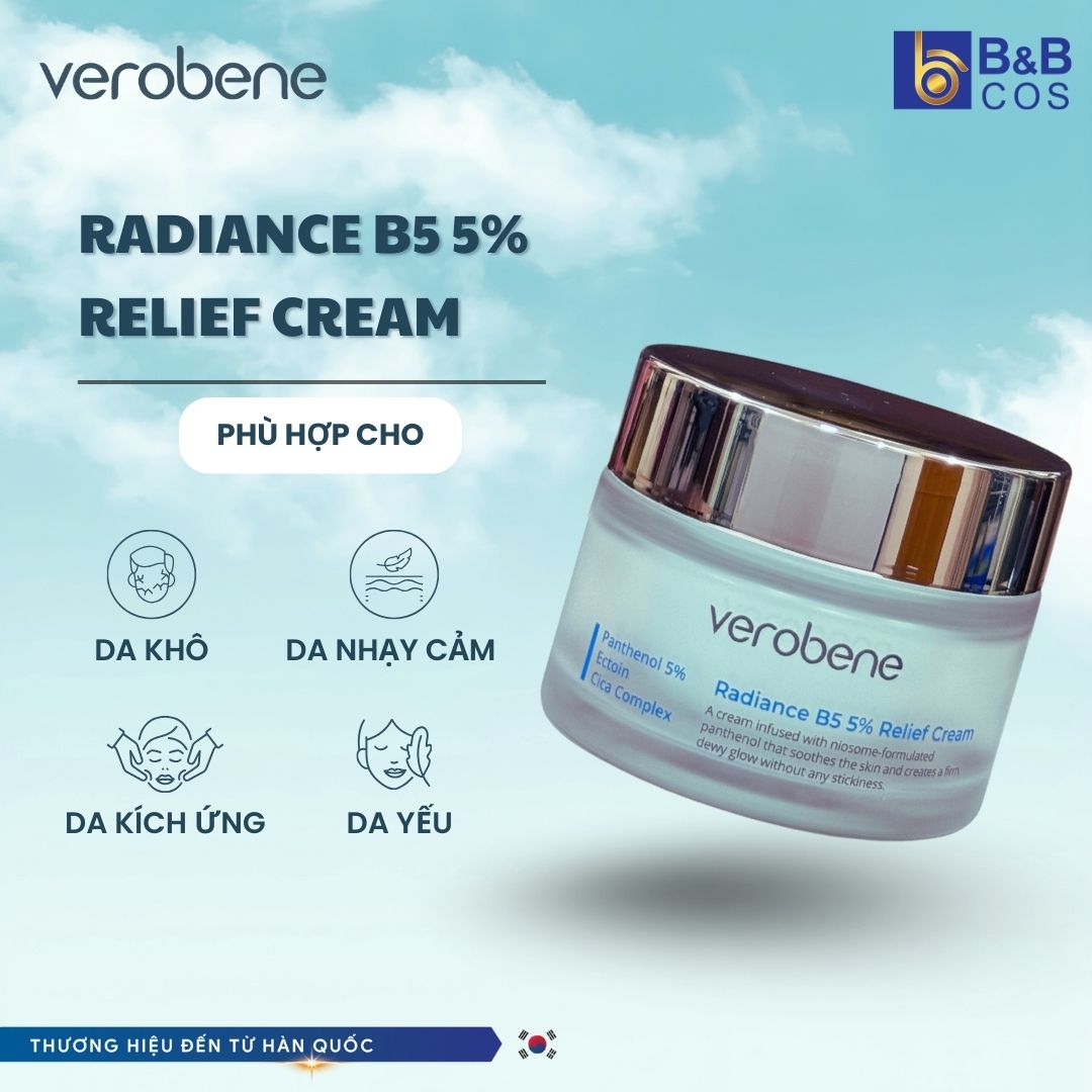KEM DƯỠNG ẨM HỖ TRỢ PHỤC HỒI DA VEROBENE RADIANCE B5 5% RELIEF CREAM 50ML