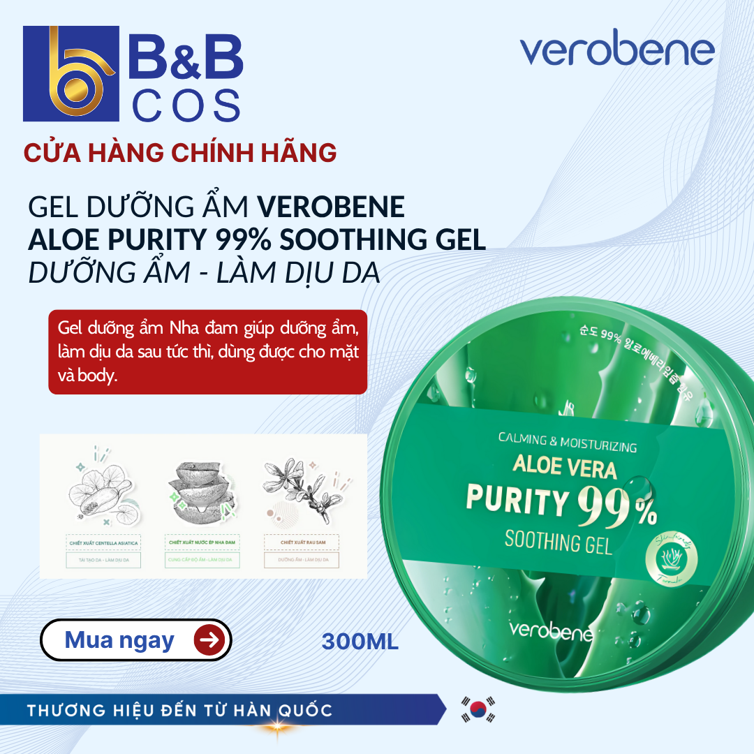 Gel Dưỡng Ẩm Nha Đam chính hãng Verobene Hàn Quốc