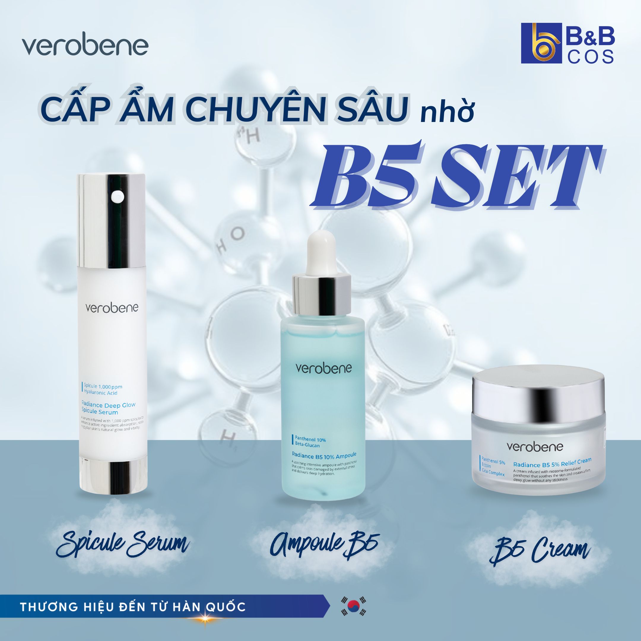 TINH CHẤT VI KIM PHỤC HỒI VÀ CỦNG CỐ HÀNG RÀO DA VEROBENE DEEP GLOW SPICULE SERUM 50ML