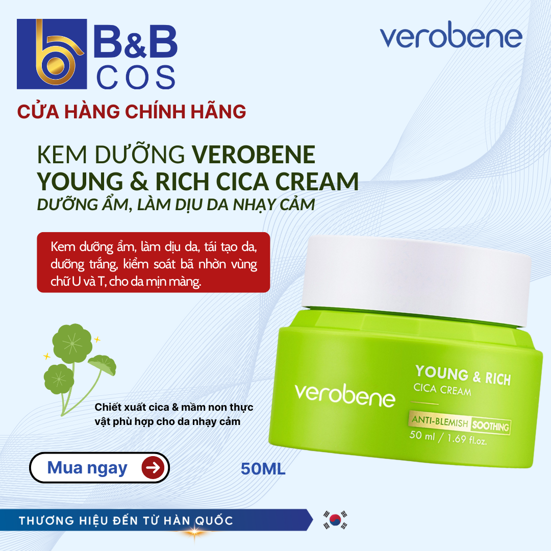 Kem dưỡng phục hồi da Verobene Young & Rich CiCa Cream  - Hàn Quốc