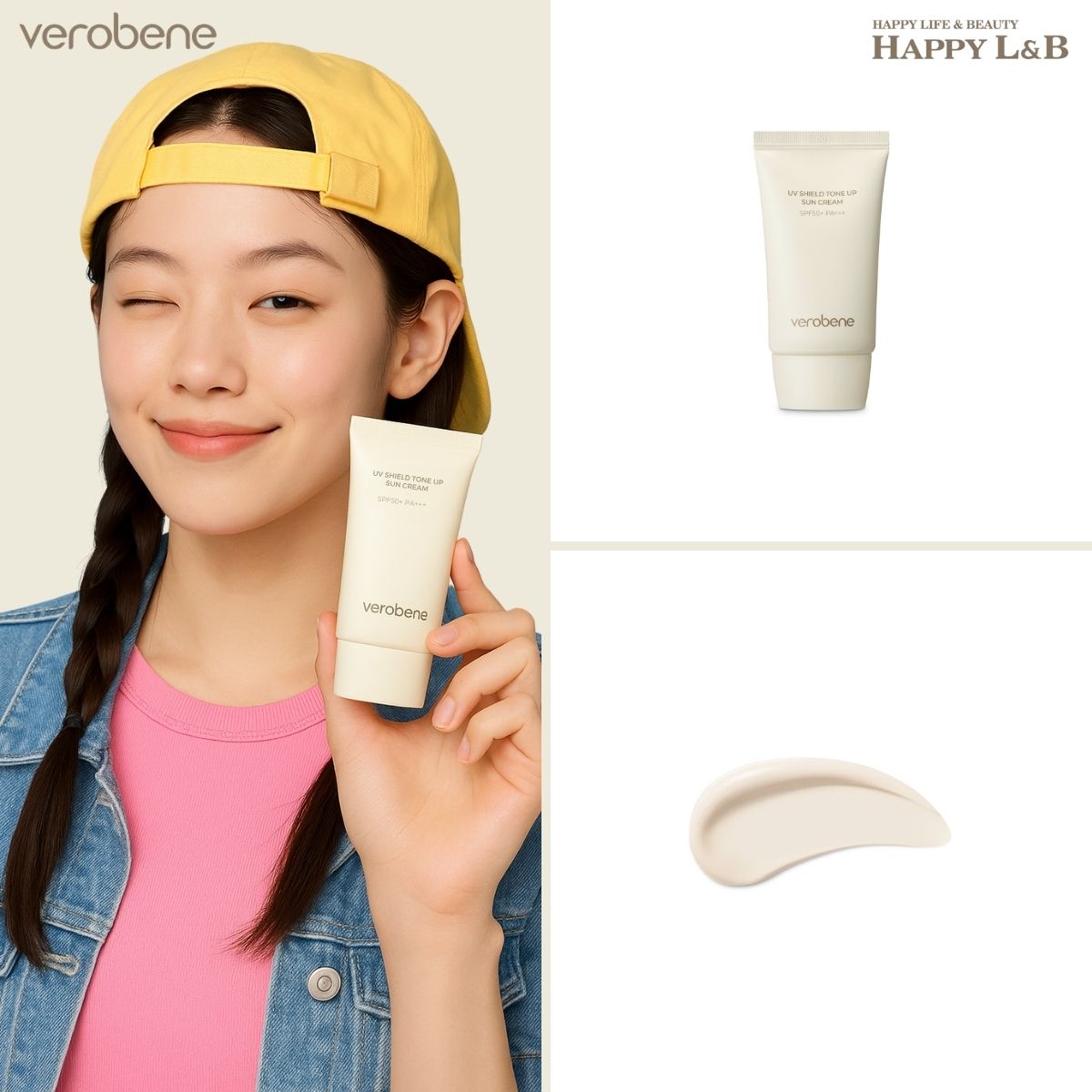 KEM CHỐNG NẮNG NÂNG TONE VEROBENE UV SHIELD TONE UP SUN CREAM SPF50+ PA+++