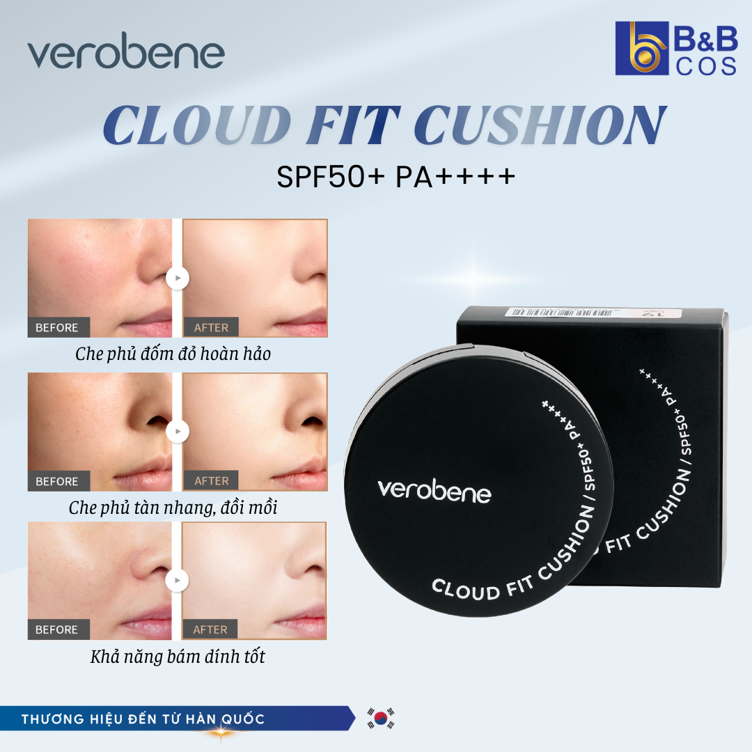 PHẤN NƯỚC TRANG ĐIỂM HÀN QUỐC LỚP NỀN MỊN TỰ NHIÊN, MỎNG NHẸ, CLOUD FIT CUSHION SPF50+ PA++++