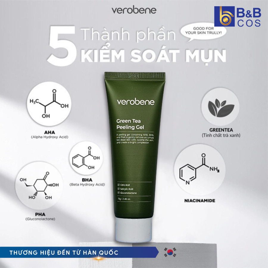 Gel Tẩy Tế Bào Chết Trà Xanh 70g - Chính hãng Hàn Quốc (mẫu mới)