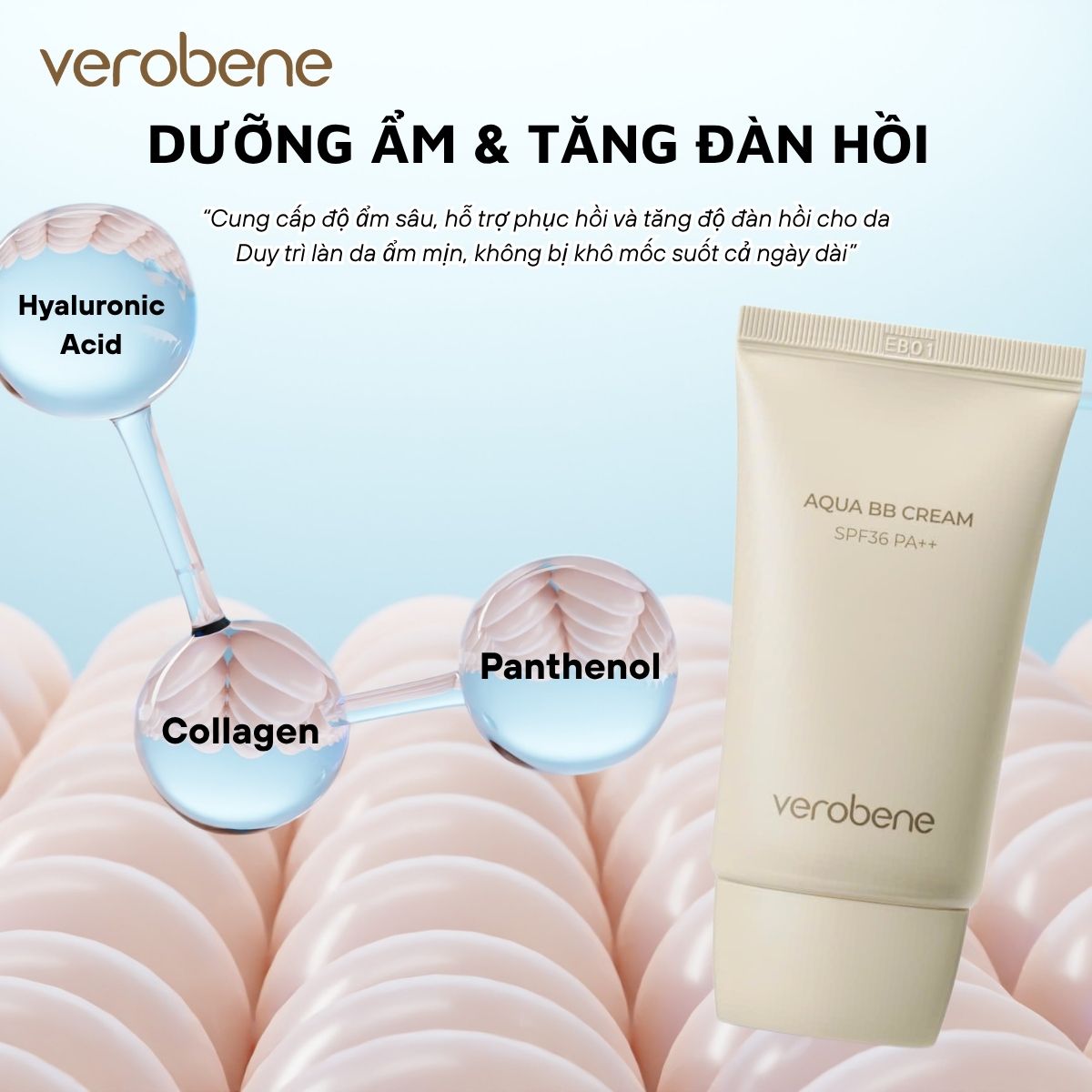 KEM NỀN NÂNG TONE TRANG ĐIỂM TÍCH HỢP CHỐNG NẮNG VEROBENE AQUA BB CREAM SPF36 PA++ 40ML