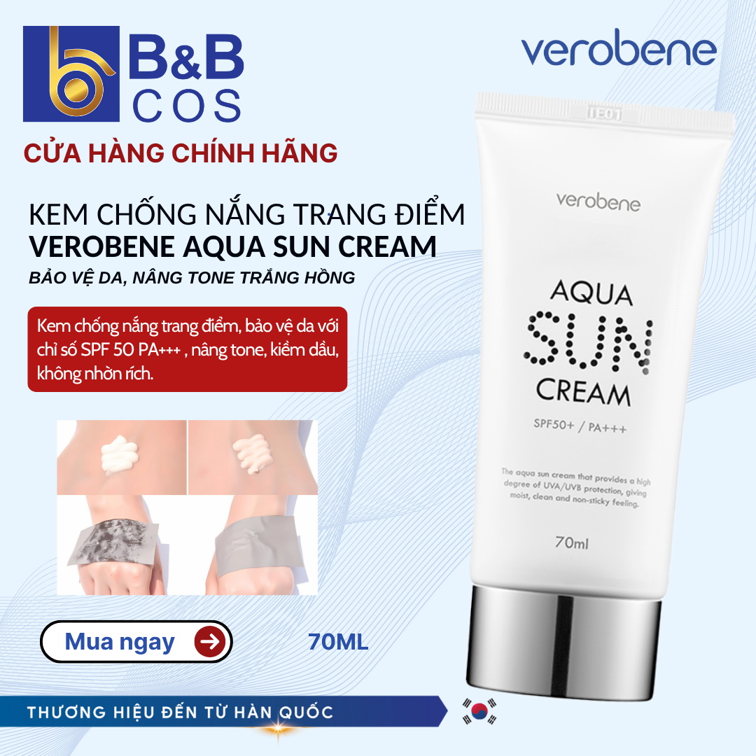 Kem chống nắng trang điểm VEROBENE AQUA SUN CREAM 70g