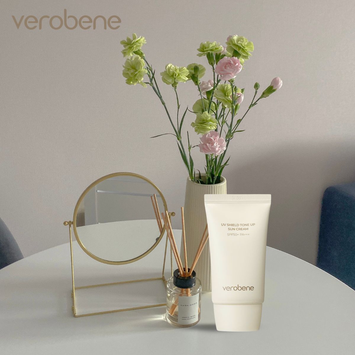 KEM CHỐNG NẮNG NÂNG TONE VEROBENE UV SHIELD TONE UP SUN CREAM SPF50+ PA+++