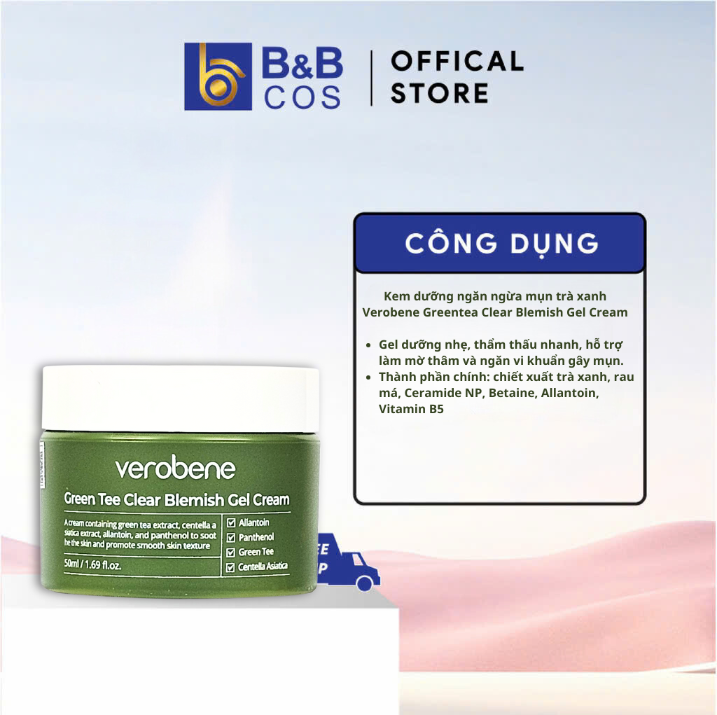 Kem Dưỡng Trắng Da Trà Xanh Verobene - Chính Hãng Hàn Quốc (Mẫu mới) 50g