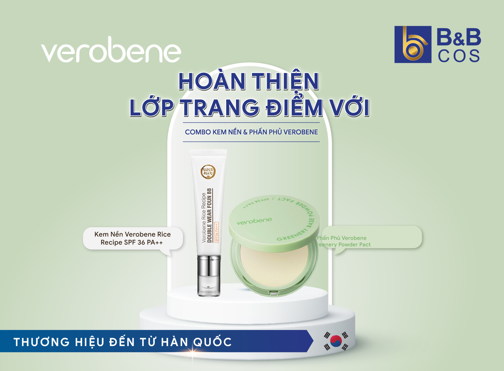 Kem Nền BB Rice Recipe SPF36 PA++ Verobene - Hàn Quốc