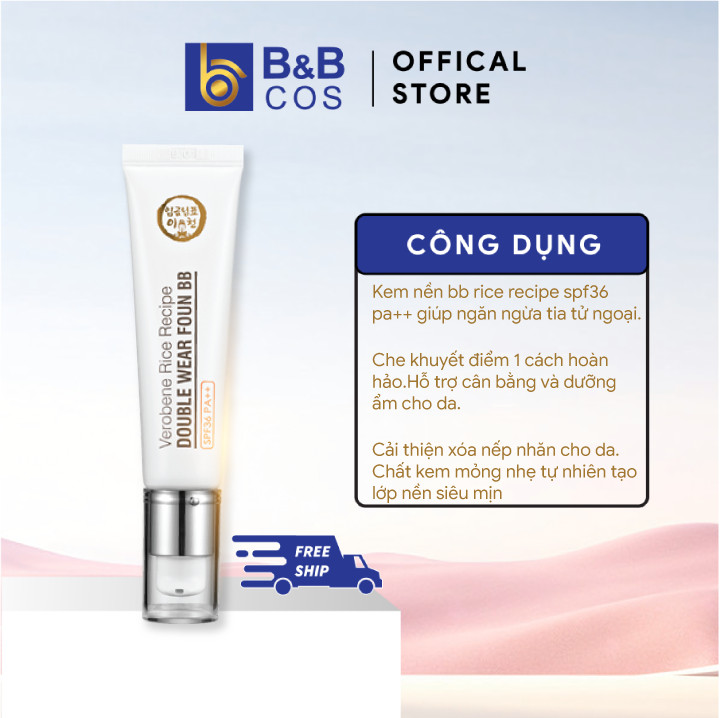 Kem Nền BB Rice Recipe SPF36 PA++ Verobene - Hàn Quốc