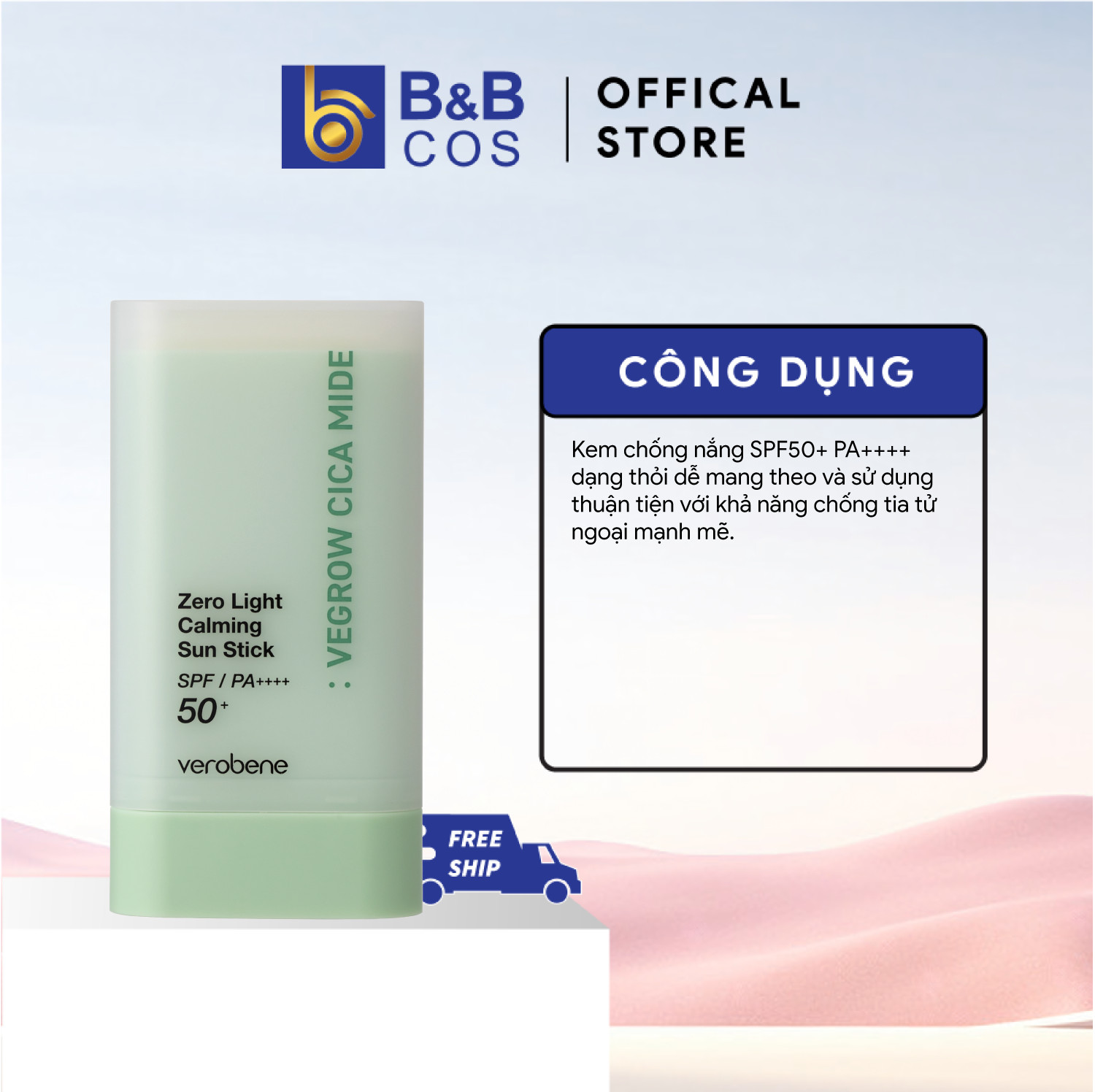 CHỐNG NẮNG DẠNG THỎI THUẦN CHAY VEROBENE - VEROBENE ZERO LIGHT CALMING SUN STICK  19G