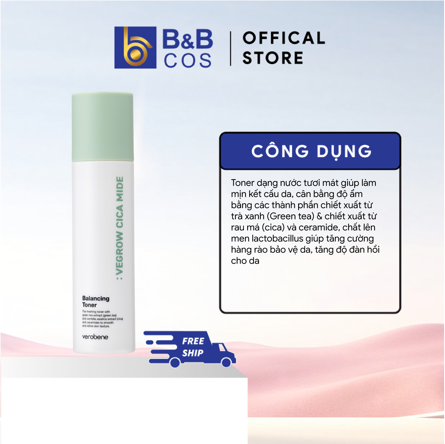 NƯỚC HOA HỒNG THUẦN CHAY VEROBENE BALANCING TONER 150ml DƯỠNG TRẮNG CẢI THIỆN NẾP NHĂN