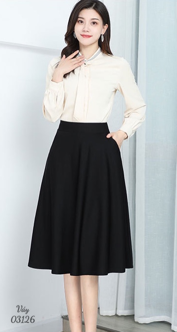 Váy công sở BIG SIZE dáng dài D1065- 2 Túi - 03126