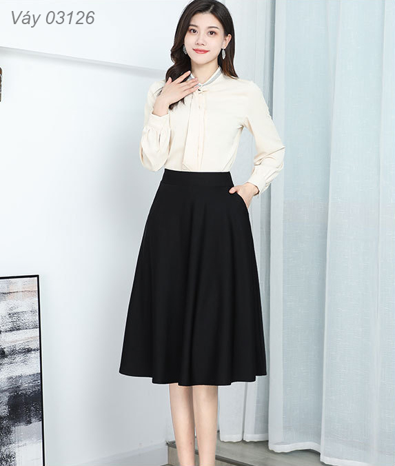 Váy công sở BIG SIZE dáng dài D1065- 2 Túi - 03126