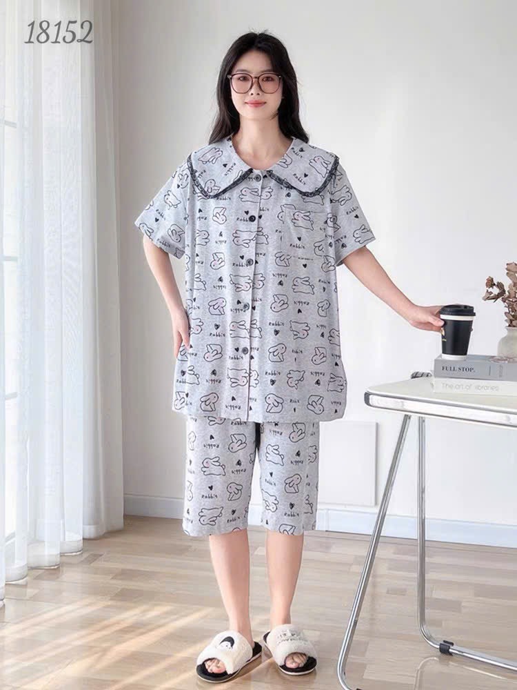 18152 Bộ lửng SL cổ sen Tho- tim -00387- XÁM - 6588