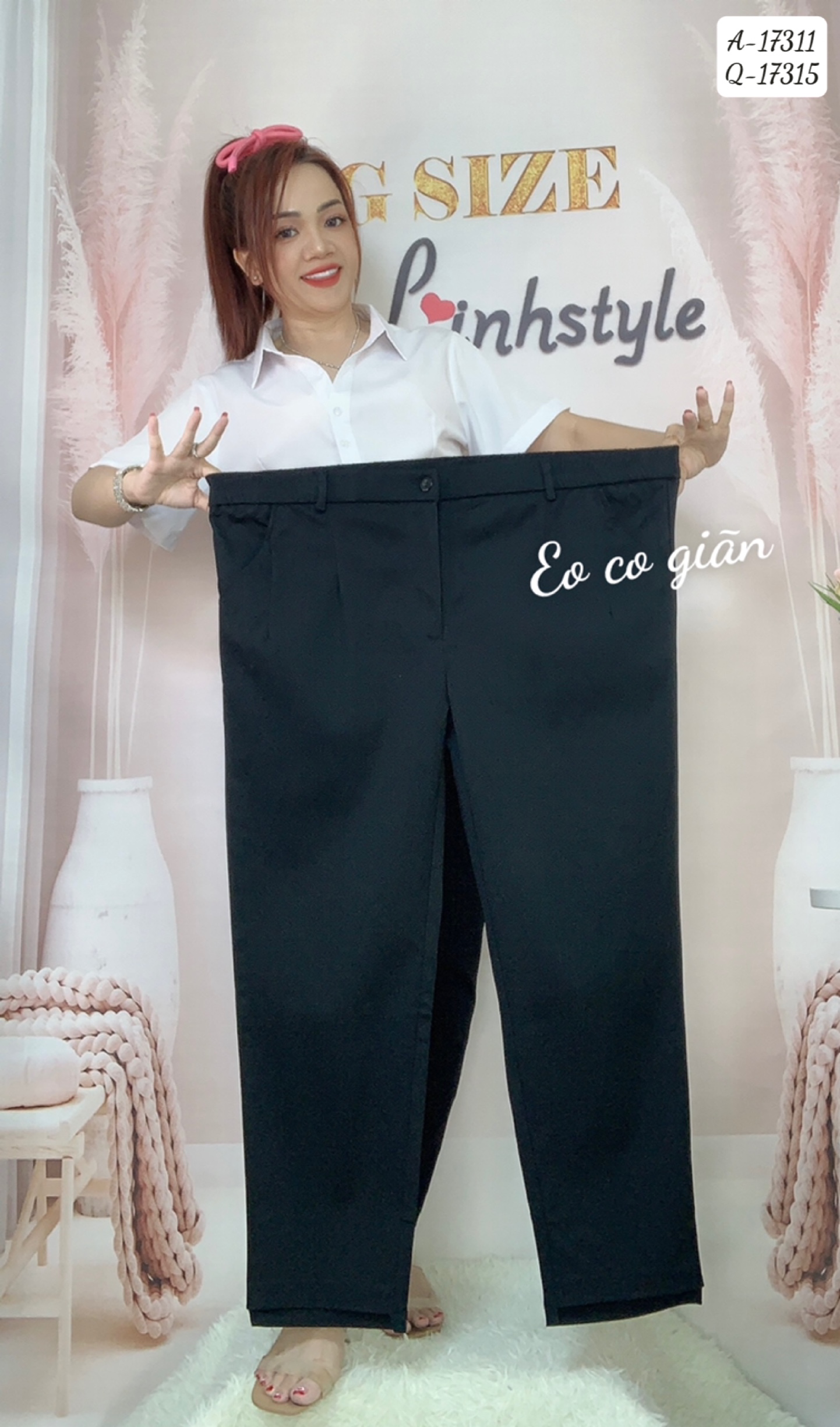 Quần Tây BIGSIZE ống đứng 9 tấc lai ngắn dài - 17315