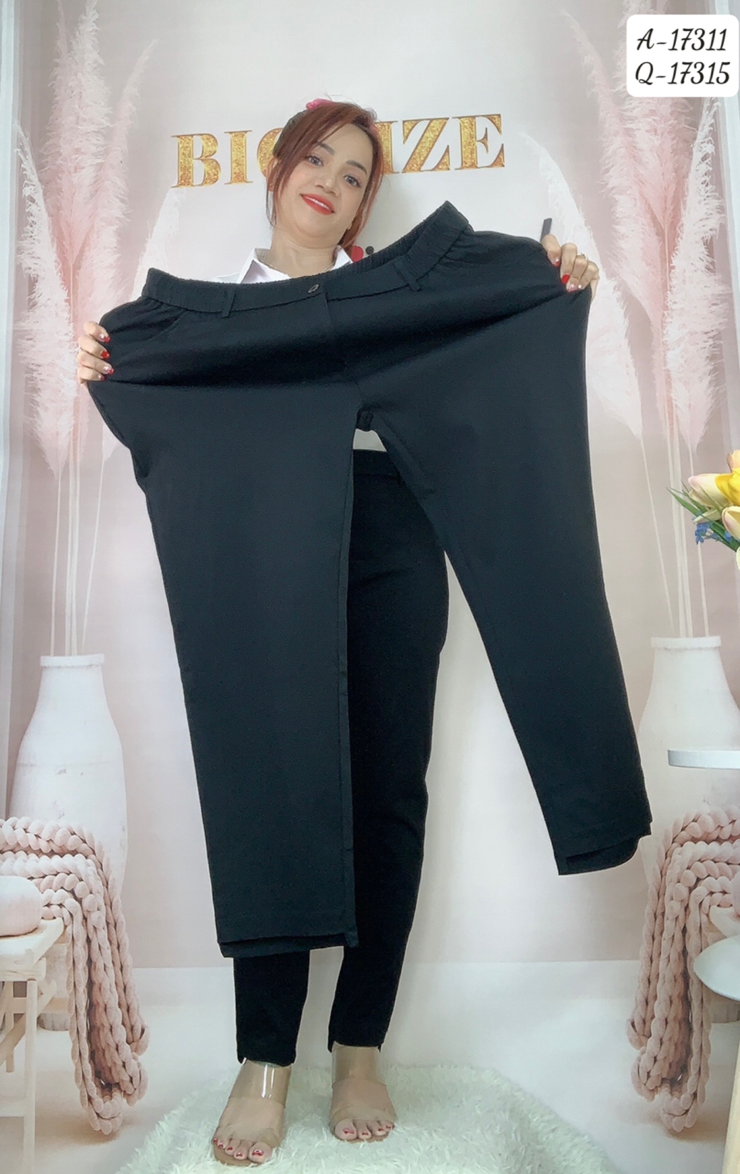 Quần Tây BIGSIZE ống đứng 9 tấc lai ngắn dài - 17315